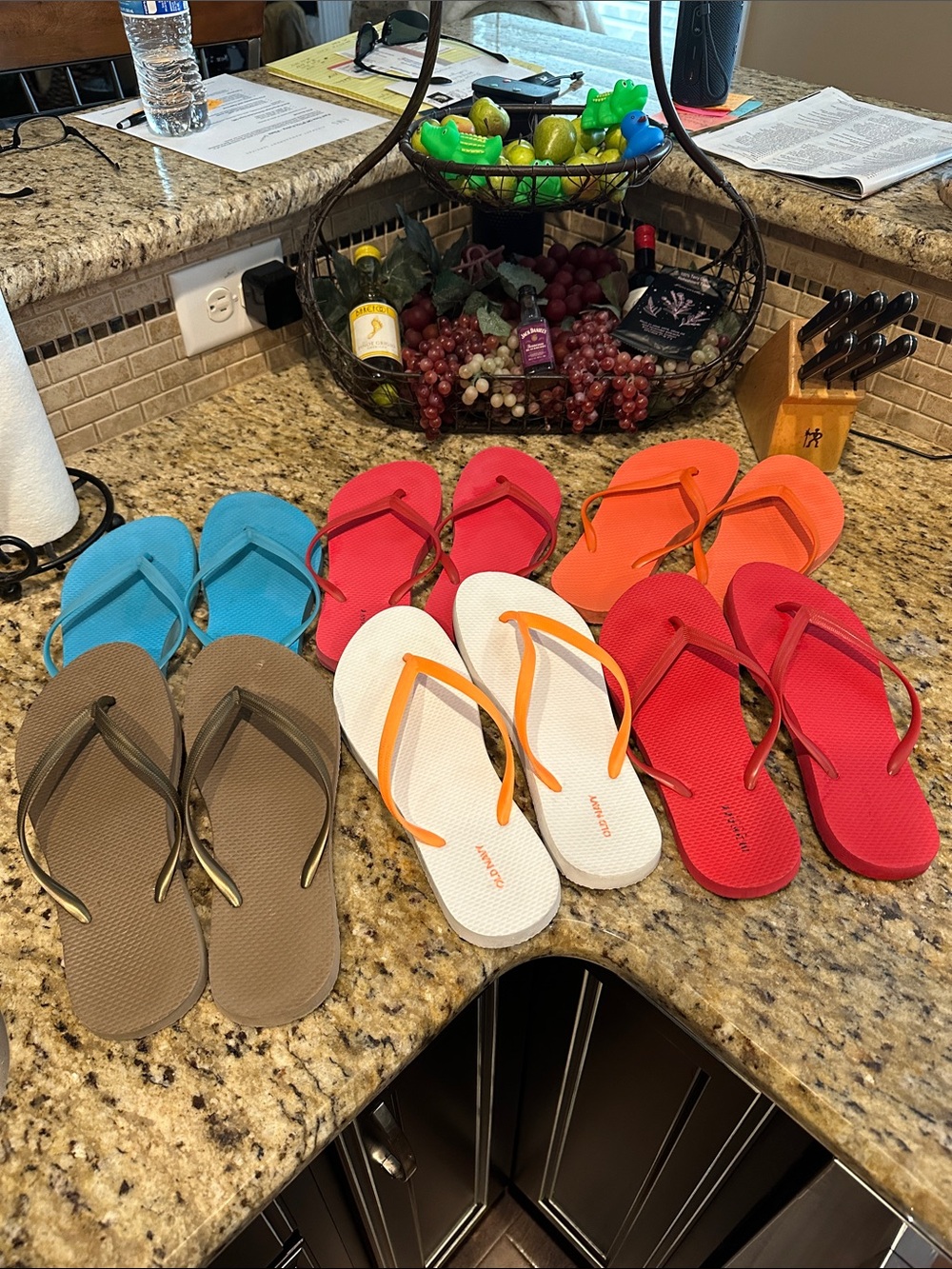 Old Navy Flip Flops Assorted Colors - Blue, Pink, Orange, Red, White, Brown